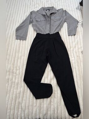 High-Waist vintage Black Ponte Pants - Tailored Women's Jumpsuit Bottom